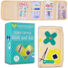 PreparaKit Kids Travel First Aid Kit case open, ready for quick boo-boos during trips.