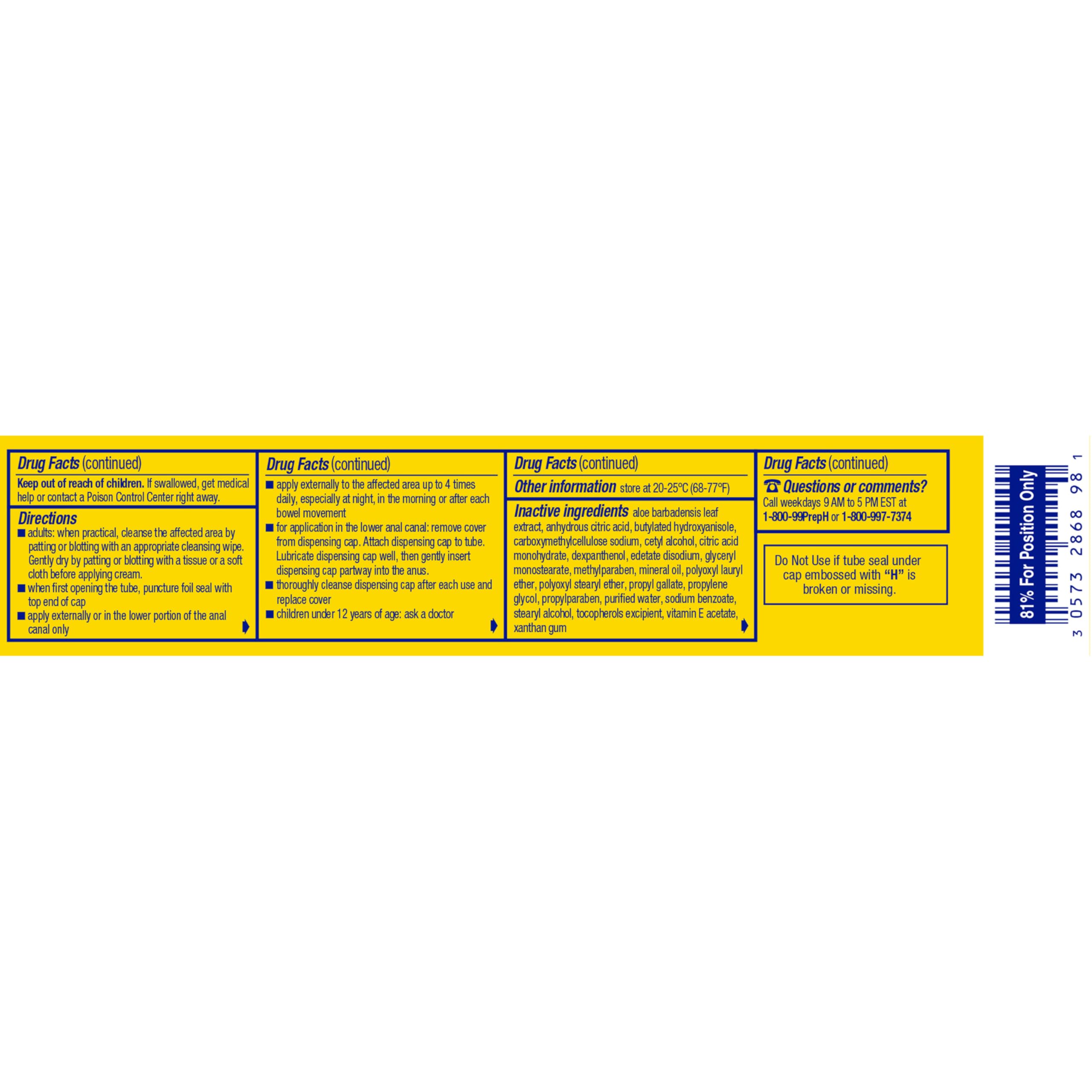 Preparation H skin-soothing cream aids comfort during flare-ups.