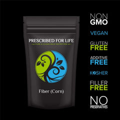 Nutrition label and ingredients on Nutriose powder packaging for transparency