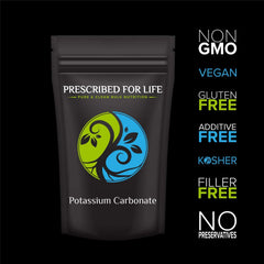 Prescribed For Life potassium carbonate powder ideal for garden use and soil balancing.