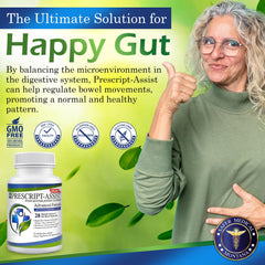 Close-up of Prescript-Assist capsules highlighting soil-based probiotics for digestive balance.