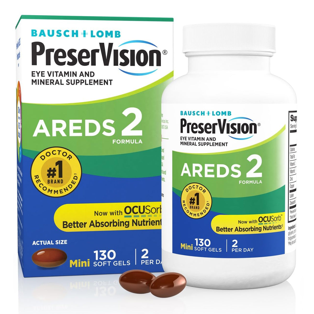 PreserVision AREDS2 eye vitamin bottle promotes daily macular support.