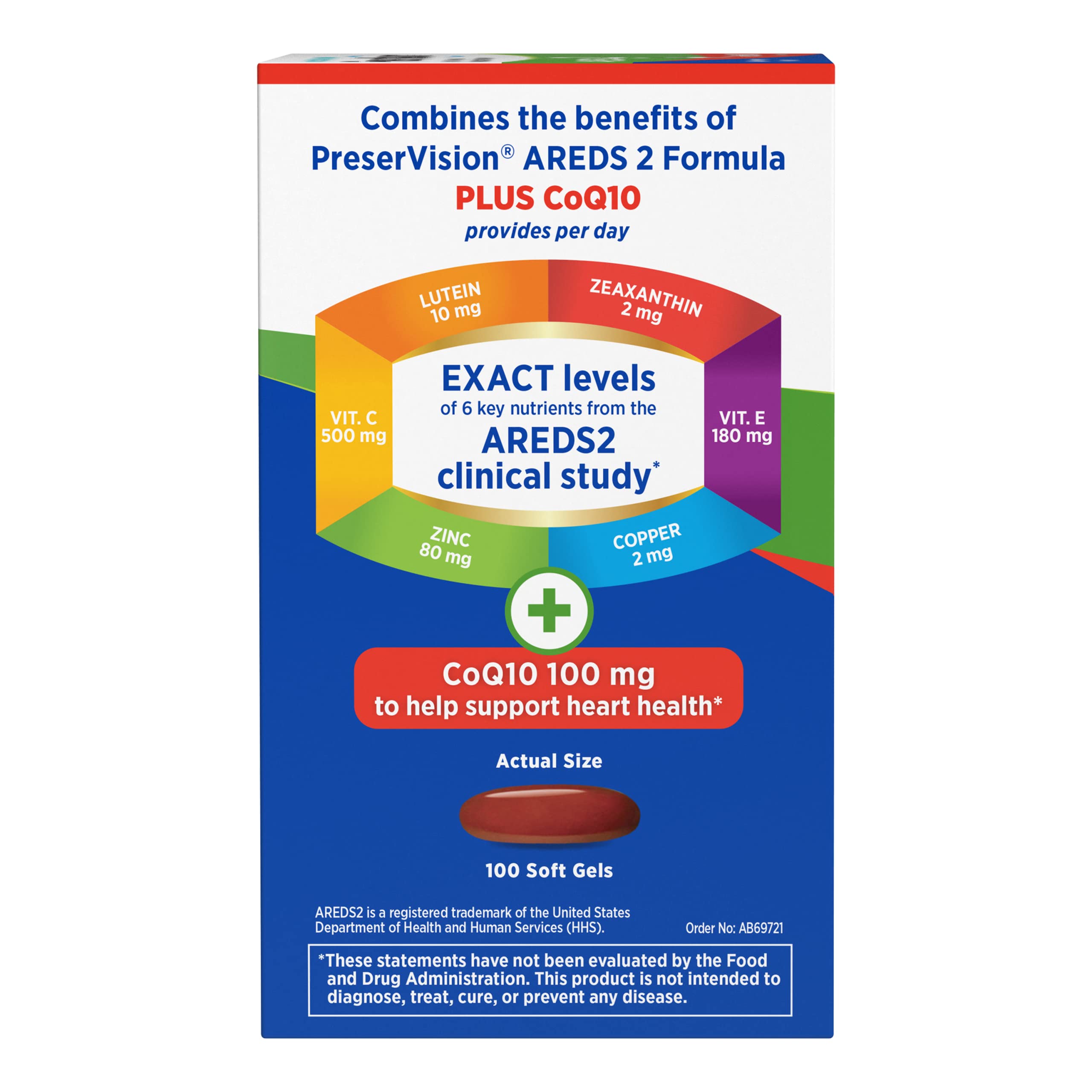PreserVision AREDS2 bottle beside a glass of water suggests easy supplementation.