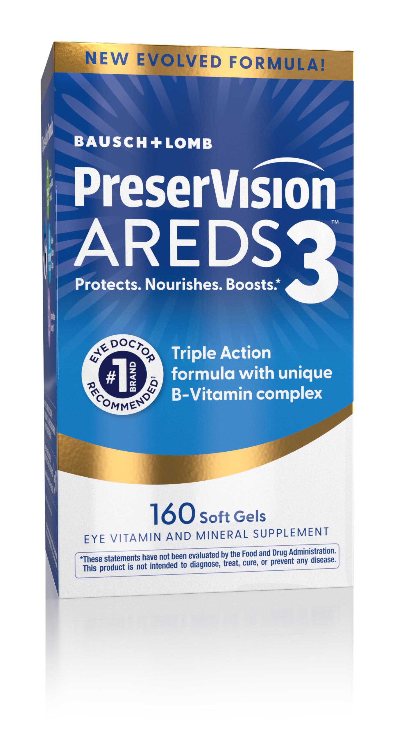 PreserVision AREDS3 bottle front showing advanced macular support features