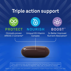 PreserVision AREDS3 bottle label close-up with added B vitamins for cellular energy