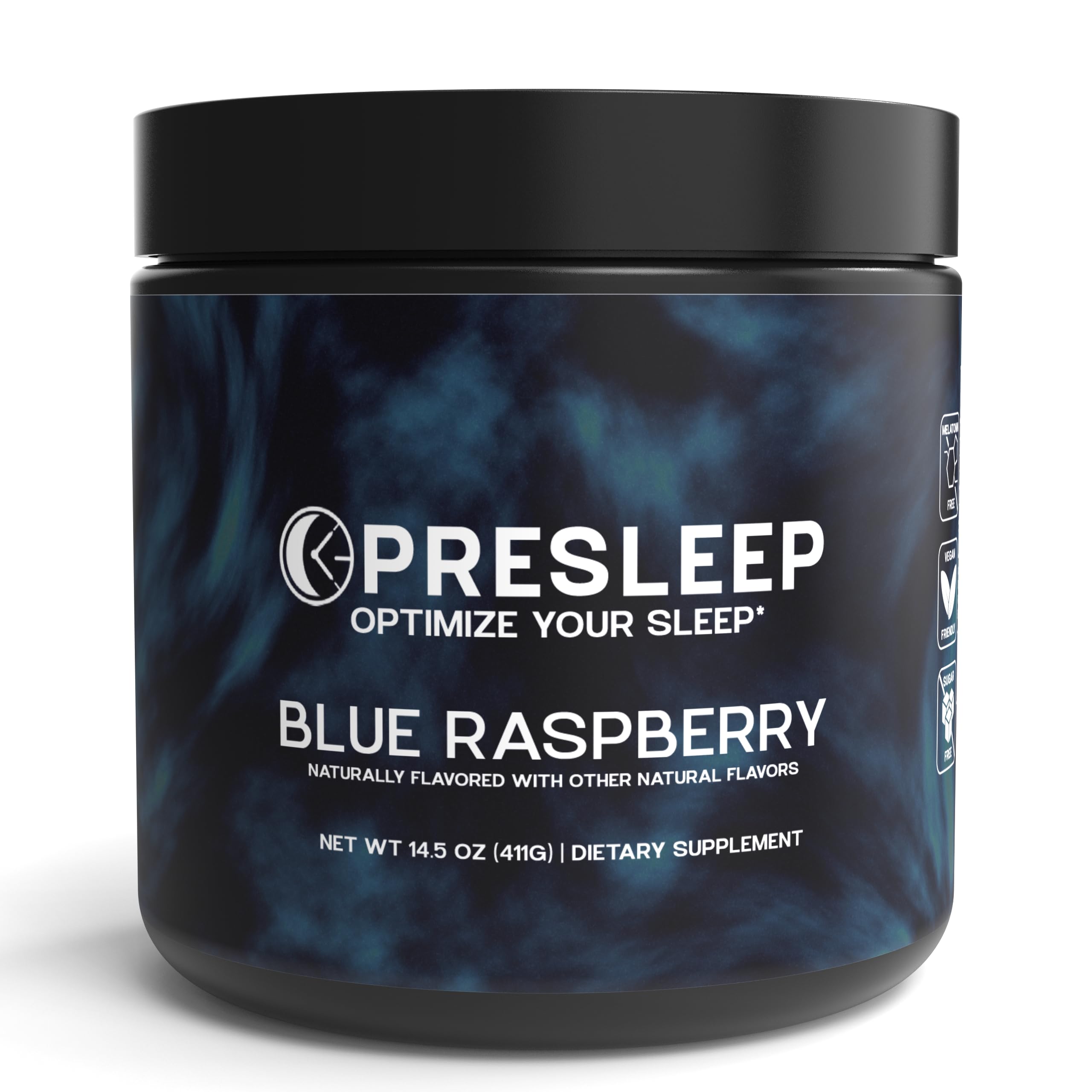 PreSleep bottle with scoop on nightstand for a calm evening routine
