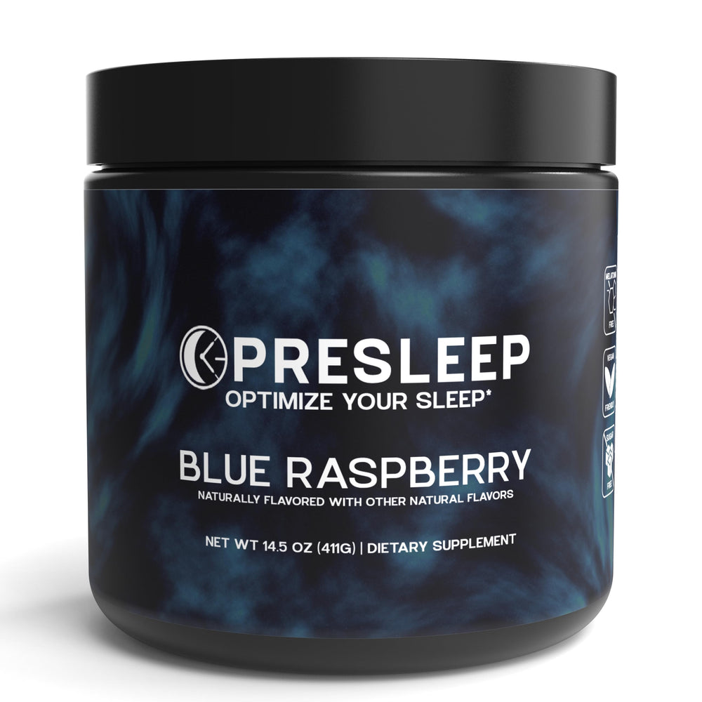 PreSleep bottle with scoop on nightstand for a calm evening routine