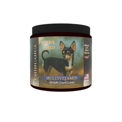 Prestige Breed multivitamins bottle front supports joint health and daily vitality for Chihuahuas.