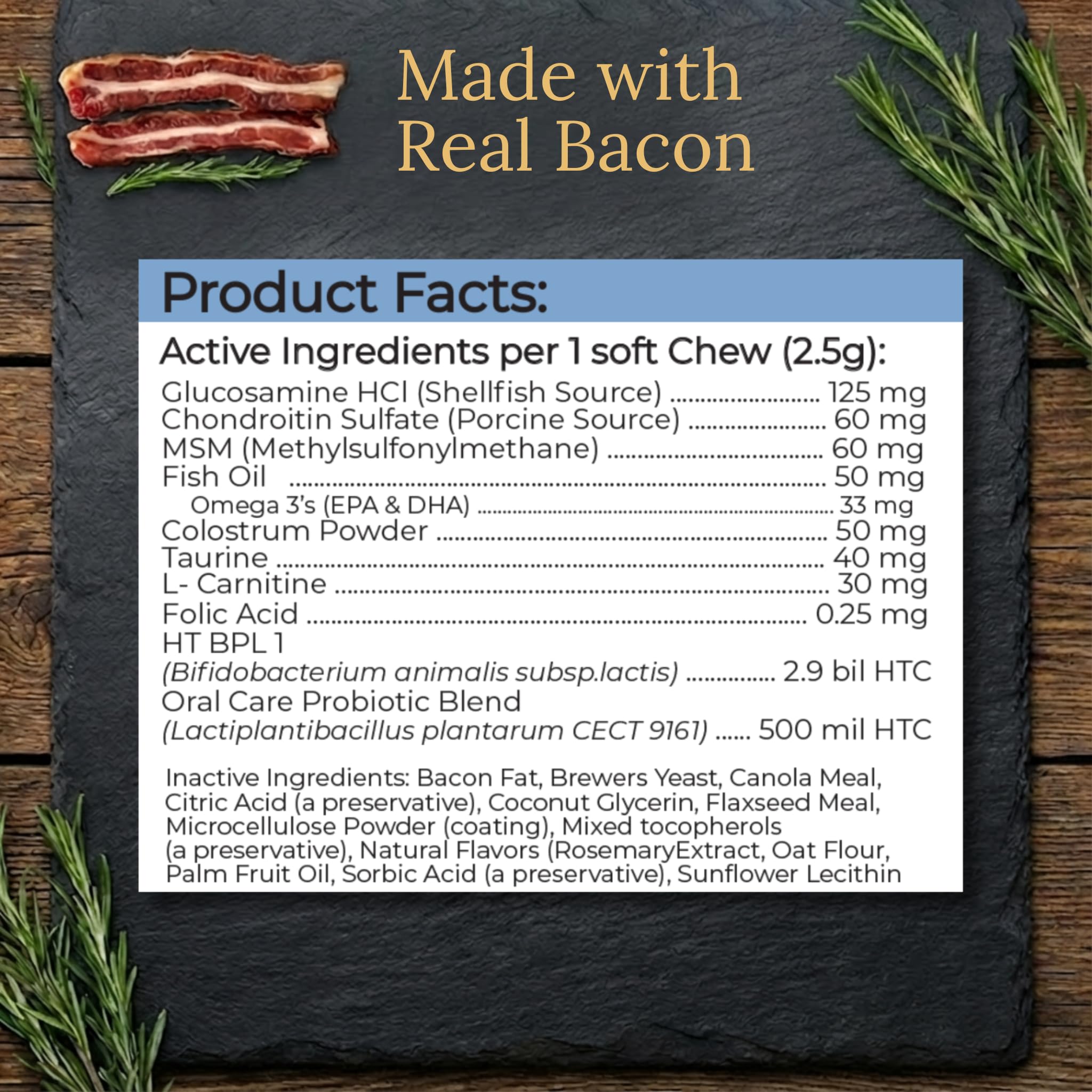 Prestige Breed real bacon flavor enhances palatability for daily supplementation.