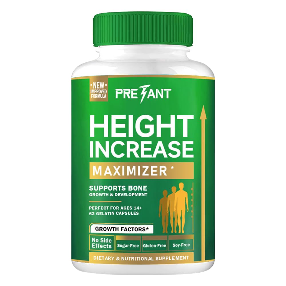 PRETANT Growth Capsules bottle closeup highlighting natural ingredients for bone support.