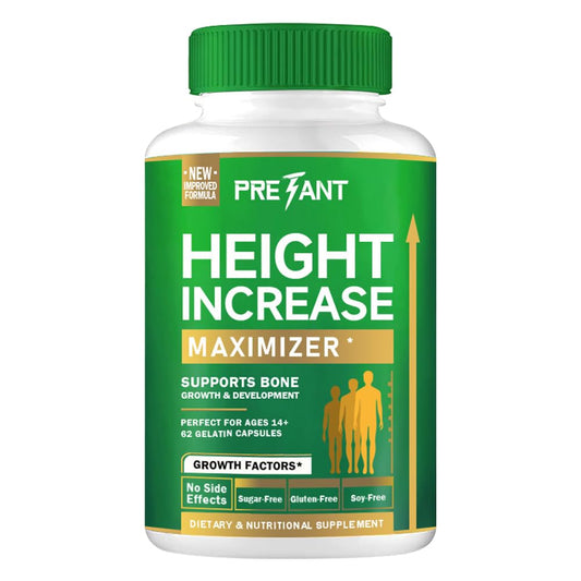 PRETANT Growth Capsules bottle closeup highlighting natural ingredients for bone support.