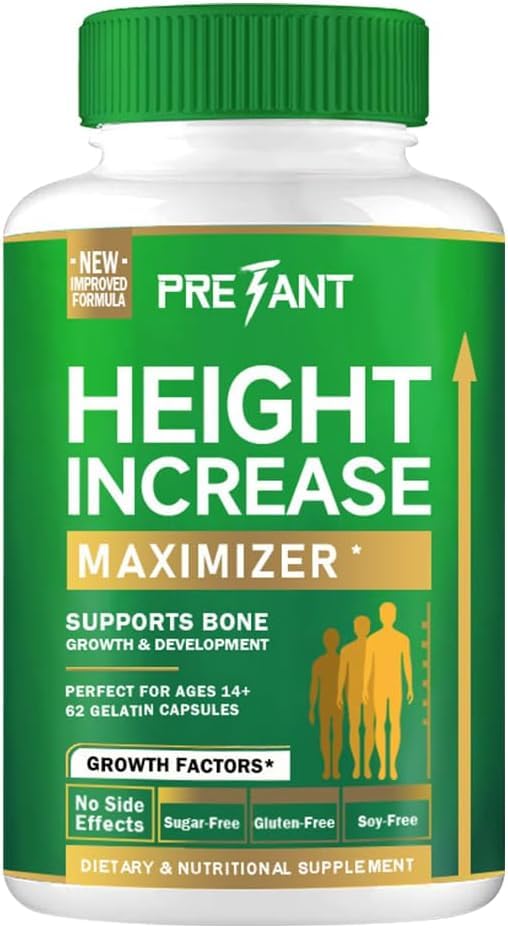 PRETANT Growth Capsules on the bottle front showing natural bone support for teens and adults.
