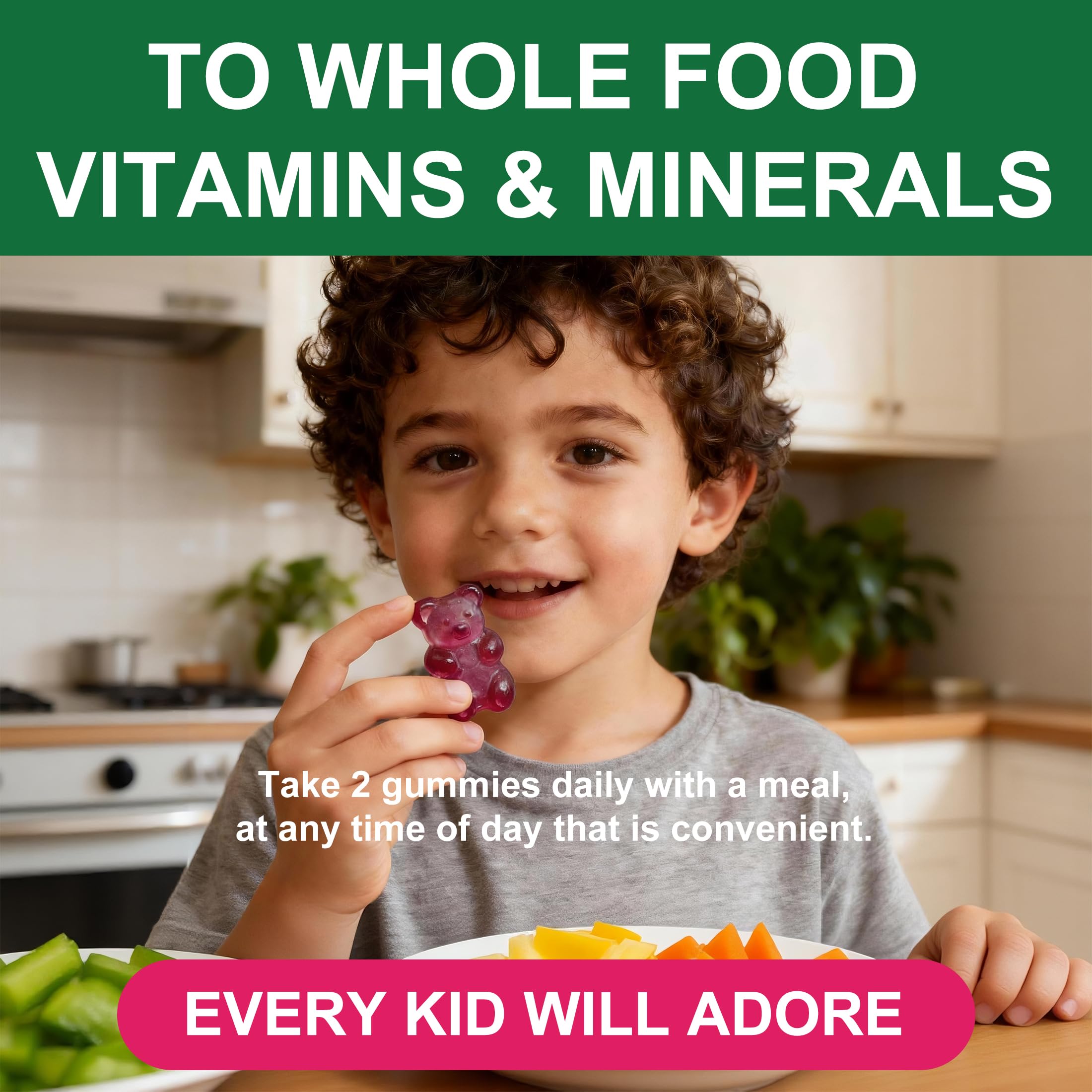 PRETANT Growth Gummies grape bottle pour demonstrates easy at-home supplementation.