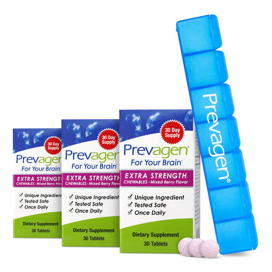 Prevagen Extra Strength berry chewables bottle for daily cognitive support