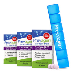 Prevagen Regular Strength berry chewables, convenient daily supplement for busy mornings.