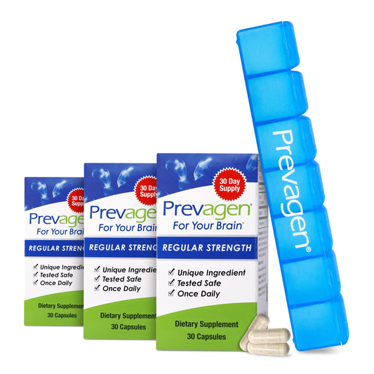 Prevagen Regular Strength bottle with 90 capsules for daily cognitive support.