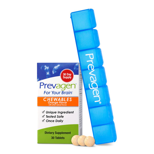 Prevagen Regular Strength orange chewable tablet with Apoaequorin 10 mg and vitamin D3 for daily use.