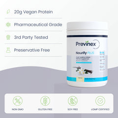 Previnex Nourify Plus smoothie with fruits shows versatile, nutrient-dense meal replacement potential.
