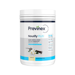 Previnex Nourify Plus vanilla protein shake in a glass, a high-protein vegan option for meals.