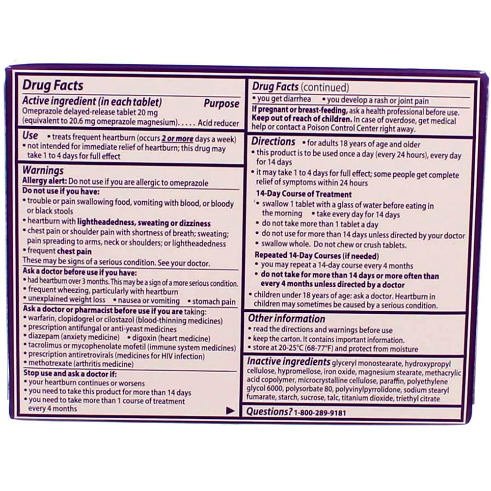 Prilosec OTC blister pack ready for daily dosing