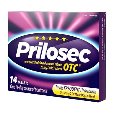 Prilosec OTC branding on the box indicating trusted relief