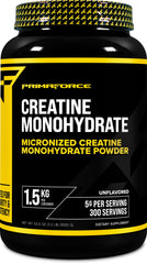Primaforce Creatine Monohydrate bottle highlighting 1.5 kg size.