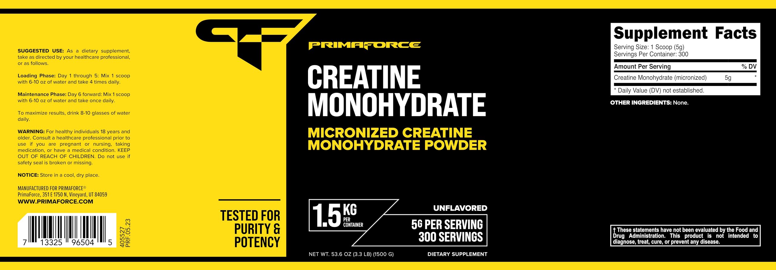 Primaforce Creatine Monohydrate shaker-ready setup for workout mix.