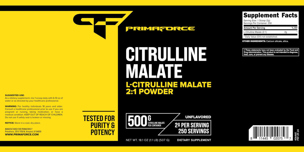 Primaforce L-Citrulline Malate Stack-Ready Powder fits pre-workout routines.