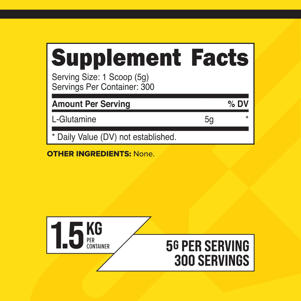 Primaforce L-Glutamine powder container shows 300 servings.