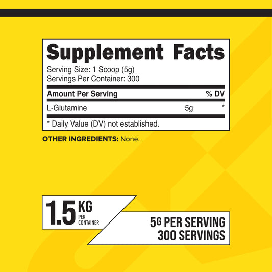 Primaforce L-Glutamine powder container shows 300 servings.