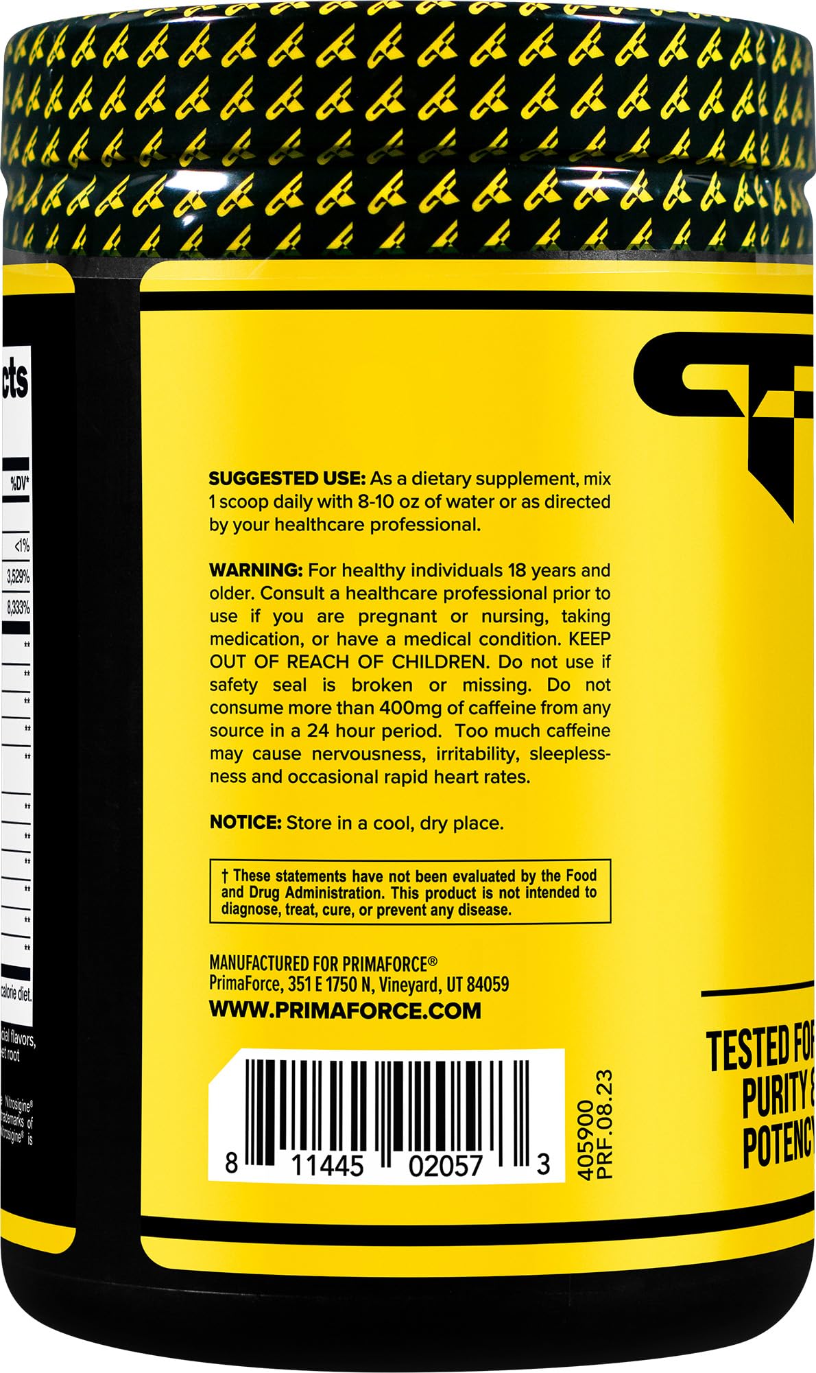 Primaforce pre-workout Watermelon Candy powder close-up ready for quick mixing.
