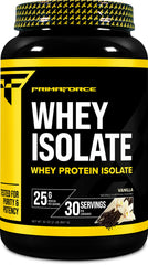 Primaforce Whey Protein Isolate Vanilla 2lb powder bag for quick protein boosts.