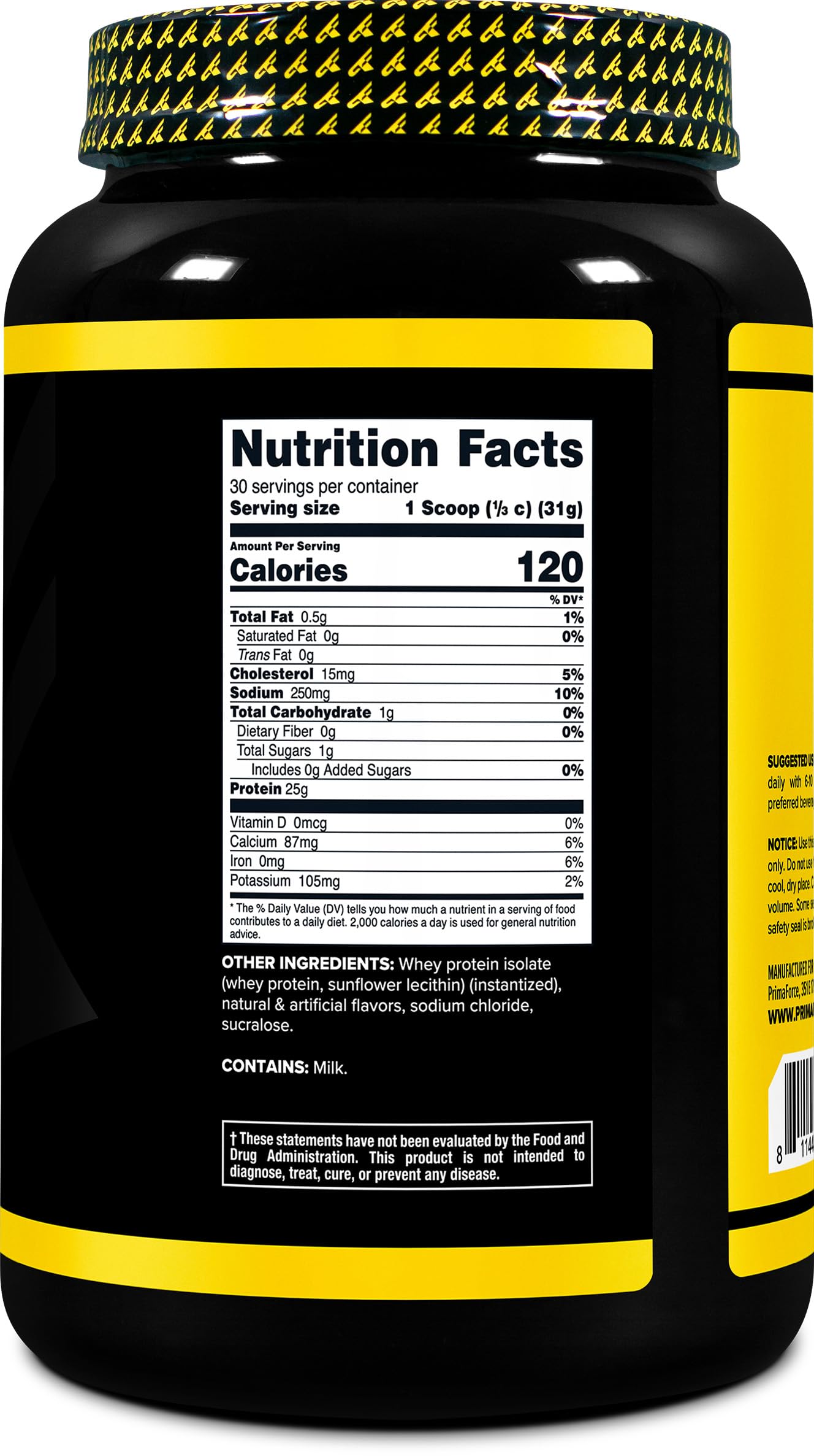 Primaforce Whey Protein Isolate Vanilla 2lb prepared shake for versatile use.