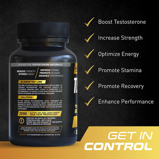 Close-up of PrimeGENIX Testodren capsules on a clean surface for lean muscle support