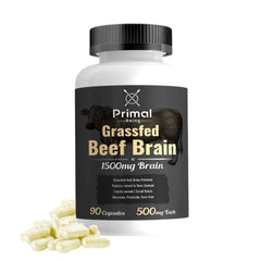 Primal Being Beef Brain capsules for focused daily use and cognitive support.