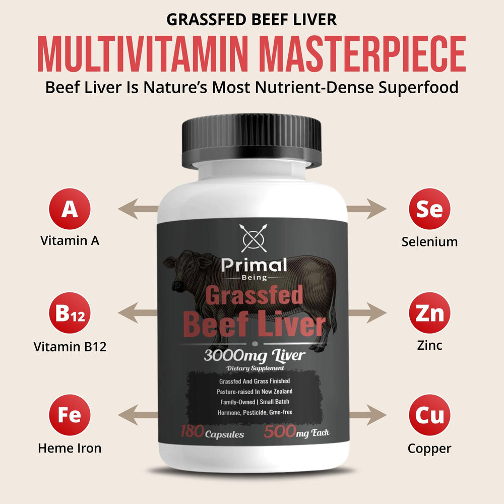 Primal Being New Zealand pasture-raised liver image emphasizing pure sourcing.
