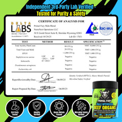 PRIMAL FURY made in USA facility seal indicating quality and safety