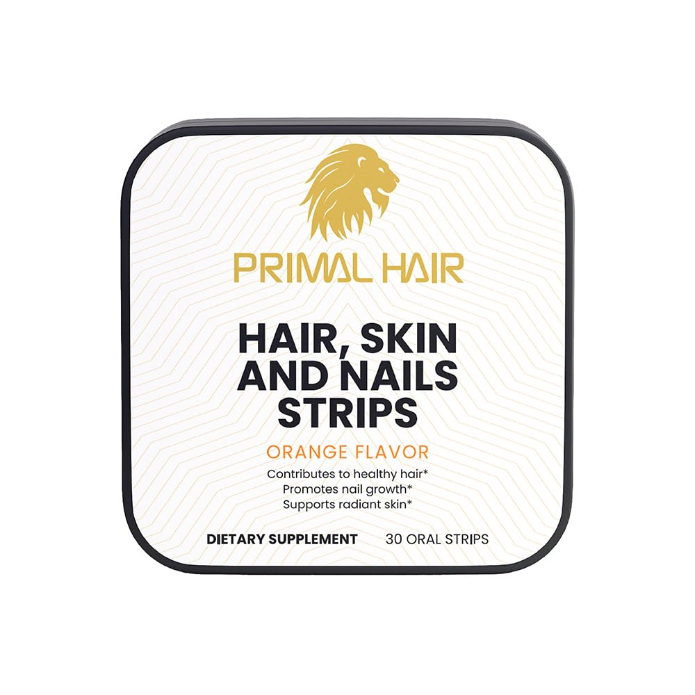 PRIMAL HAIR Biotin Strips travel-friendly 30-strip pack for consistency.
