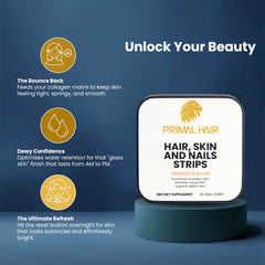 PRIMAL HAIR Biotin Strips deliver a refreshing orange flavor for easy dosing.