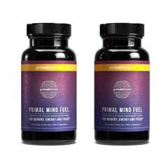 Primal Harvest brain supplement bottle promoting focus support.