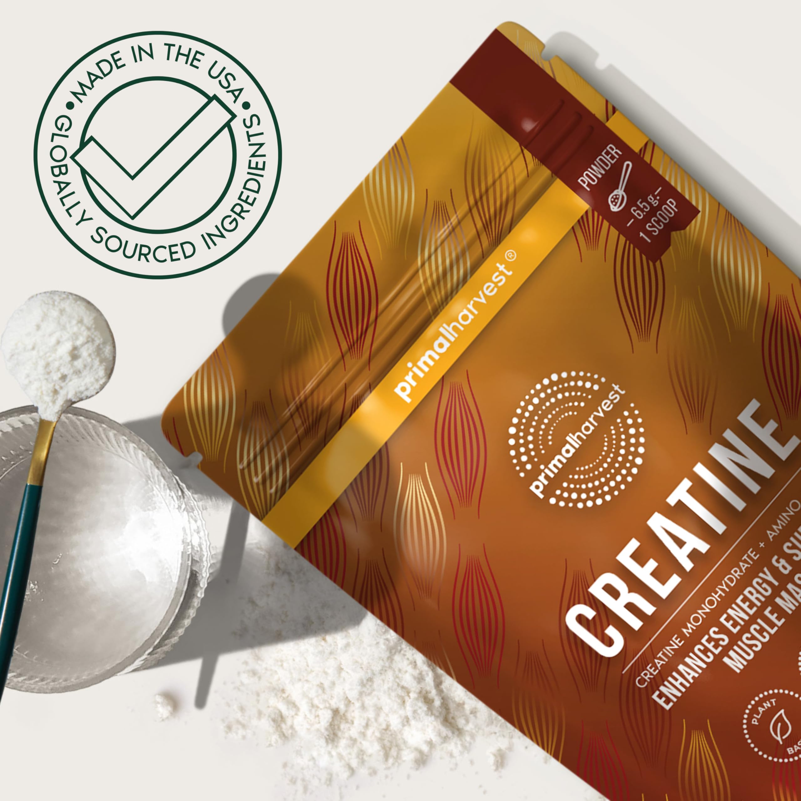 Primal Harvest Creatine Powder in smoothie shows convenient post-workout addition.