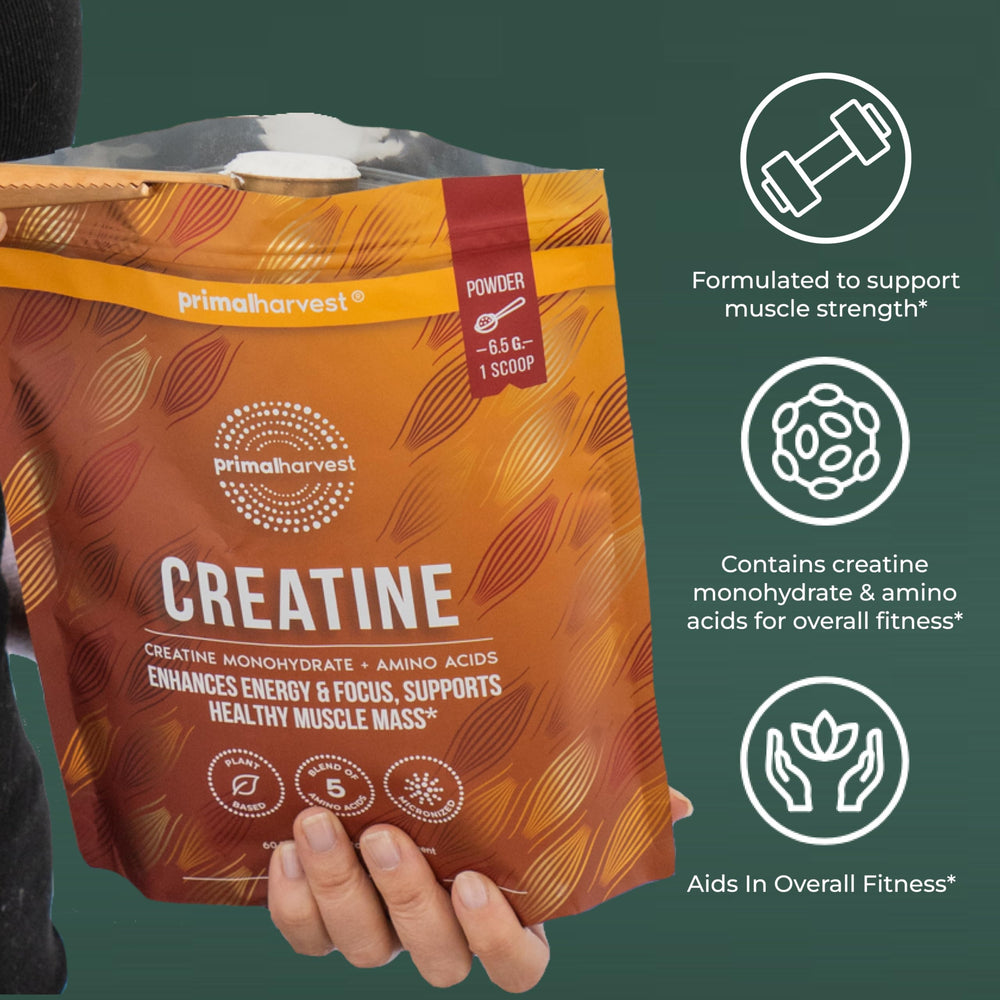 Primal Harvest Creatine Powder kitchen setup shows easy daily use in routines.