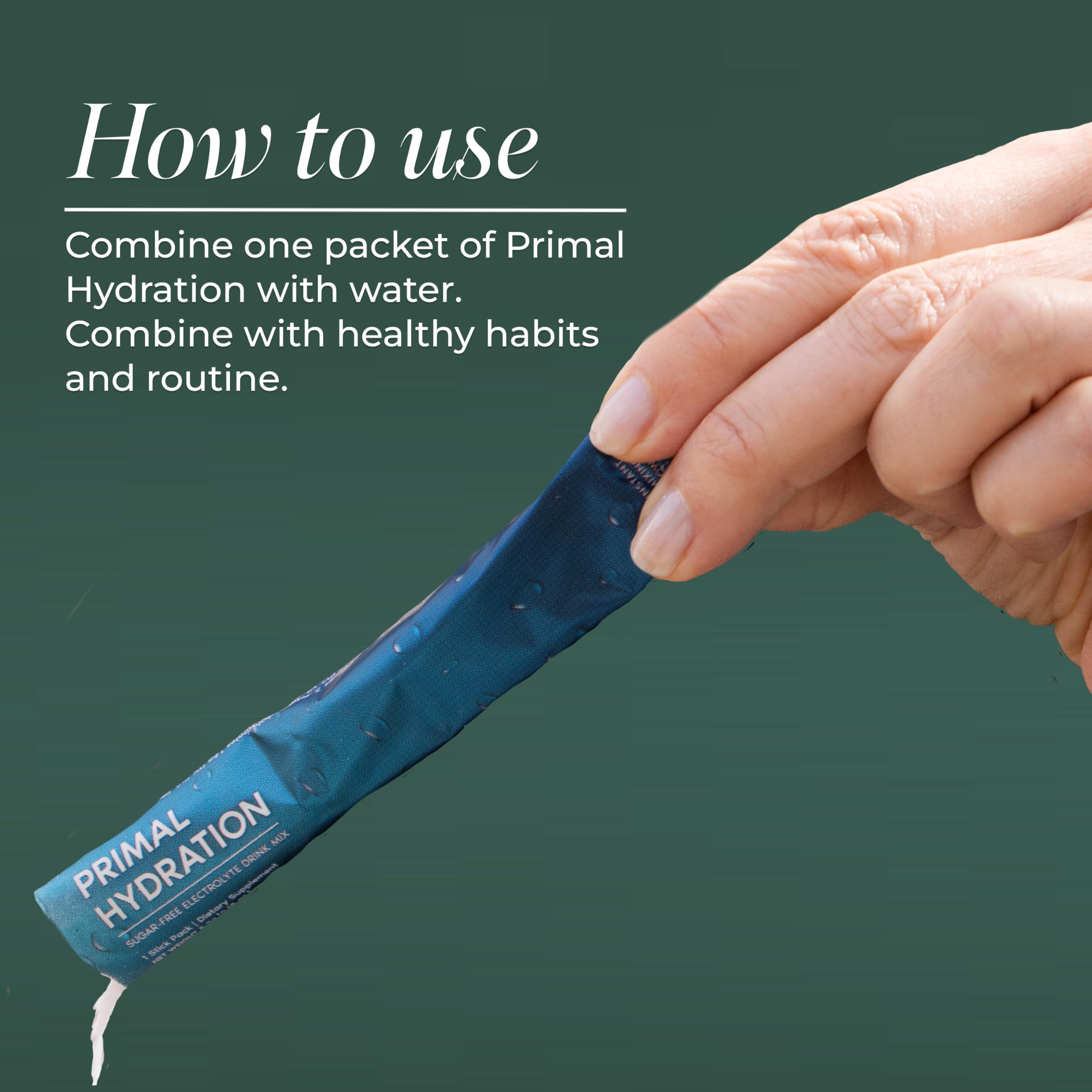 On-the-go Primal Hydration packet beside gym bag for active use.