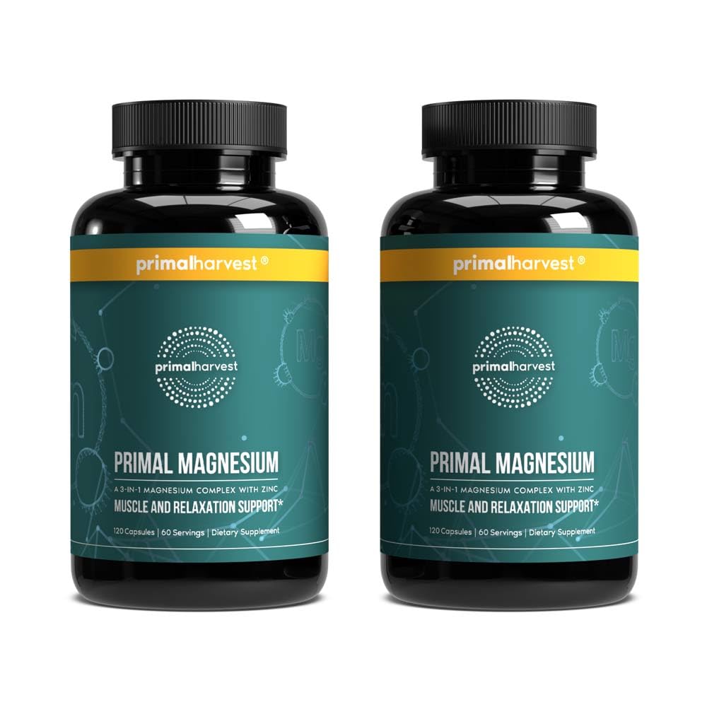 Primal Harvest Magnesium Complex 310mg bottle promotes daily wellness.