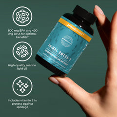 Primal Harvest Omega-3 two-pack packaging emphasizing value and convenience