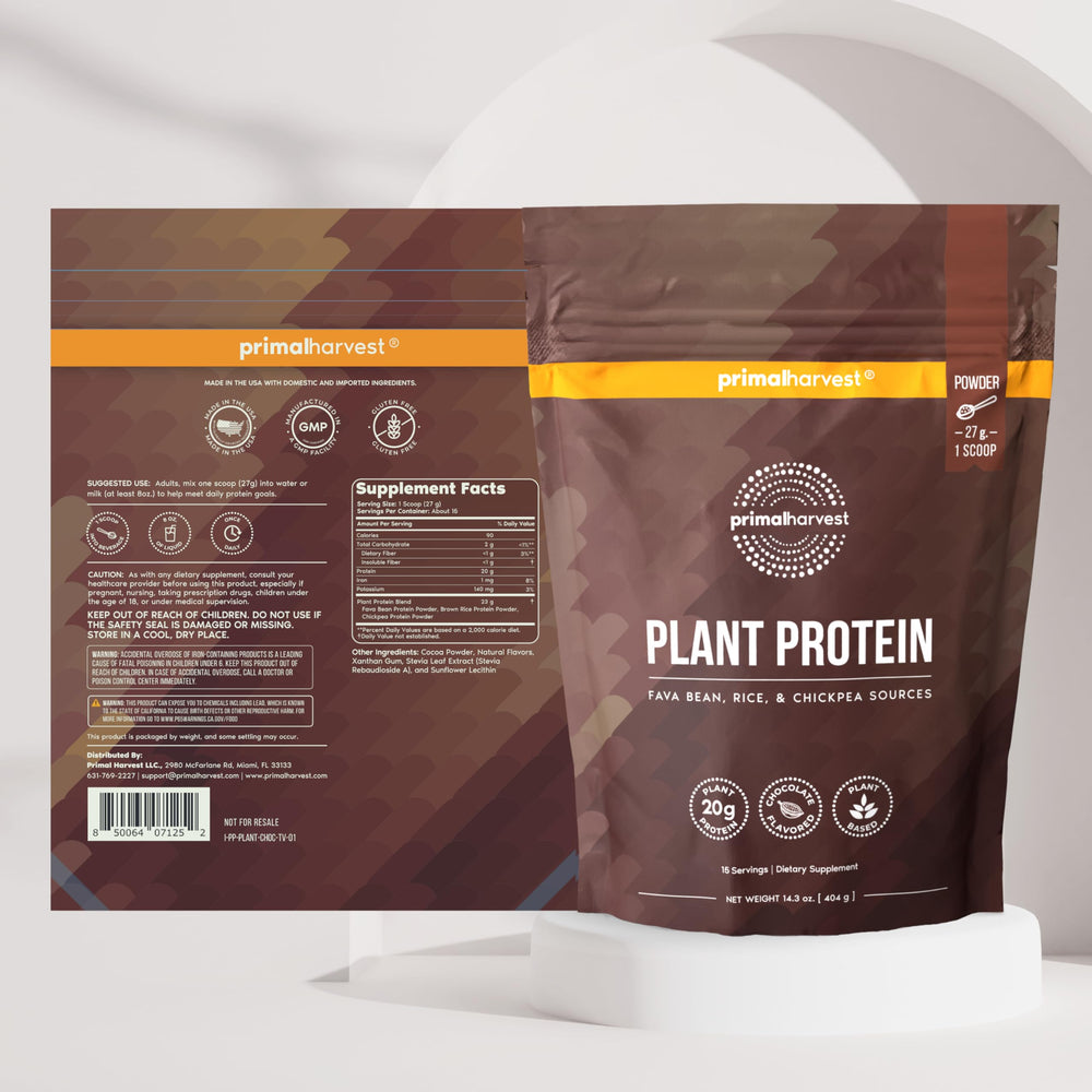 Primal Harvest plant-trio ingredients image highlighting protein source
