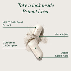 Primal Harvest Primal Liver with artichoke extract highlighted for antioxidants.