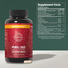 Primal Harvest Primal Liver capsules closeup for easy daily use.