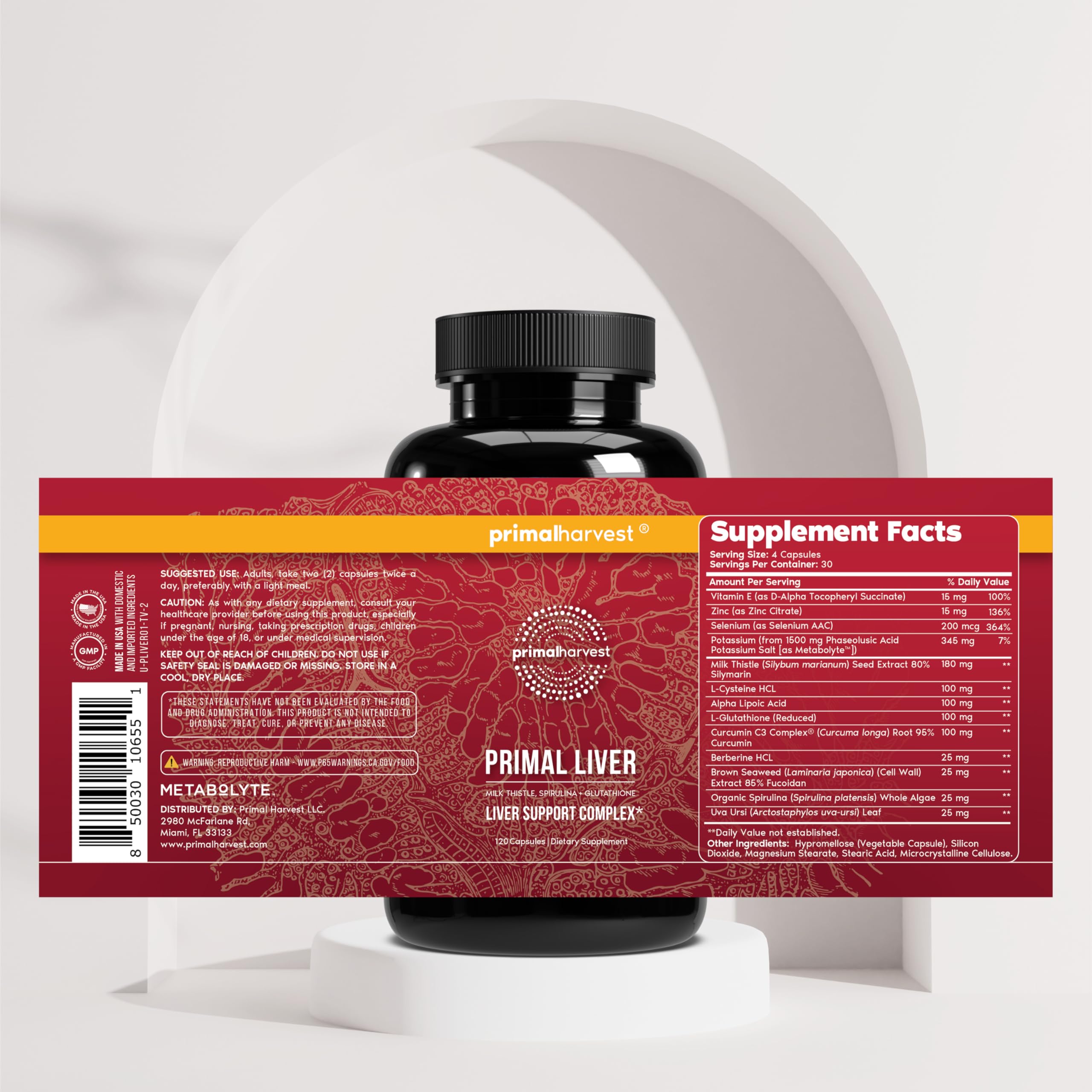 Primal Harvest Primal Liver bottle shows dandelion root ingredient imagery.
