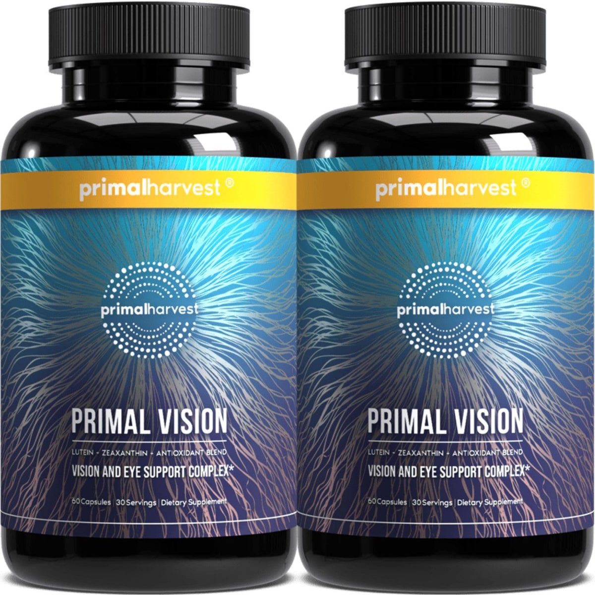 Primal Harvest Primal Vision capsules closeup for daily eye health support.
